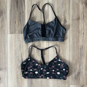 2 Womens Sports Bra Bundle Lot Black Rose & Gray/Black Colorblock by Fabletics